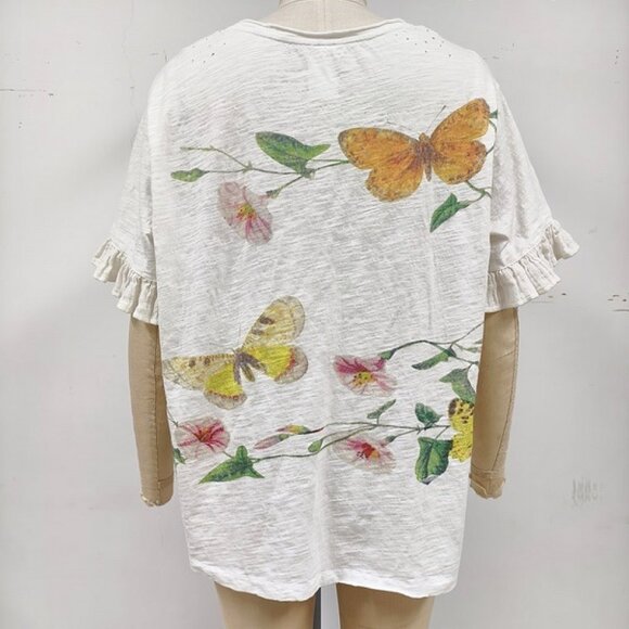 BlueVelvet Butterfly Top With Ruffle Sleeve - Picture 9 of 9